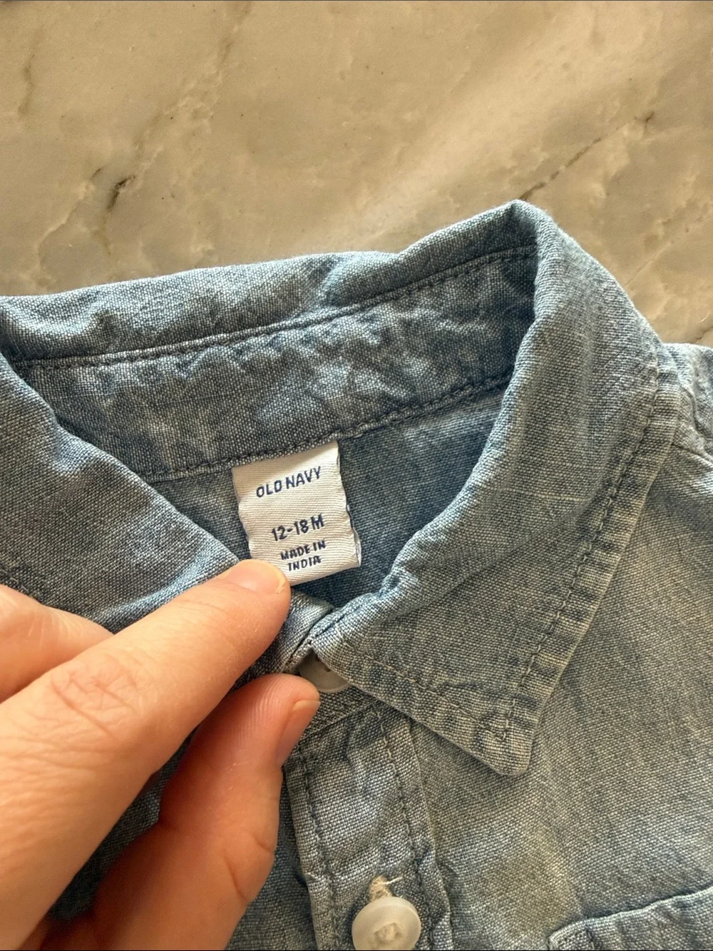 Old Navy Chambray Blue and White Textured Cotton Button-Down Shirts for Kids